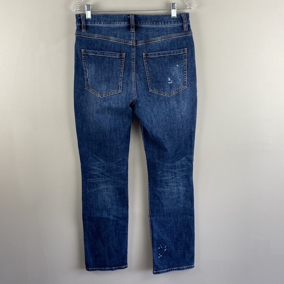 Cabi Womens Button Fly Destructed Straight Jeans Size 8 Distressed Denim - Picture 3 of 15